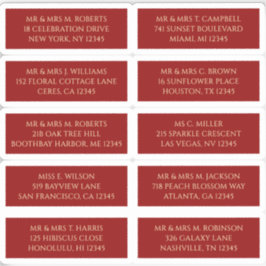 10 Individuele Gast Naam Adres Mystiek Rood Sticker