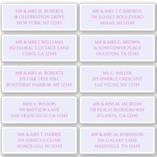 10 Individuele Gast Naam Adres Mystieke Lavendel Sticker