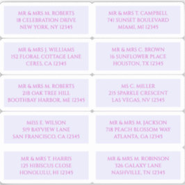 10 Individuele Gast Naam Adres Mystieke Lavendel Sticker