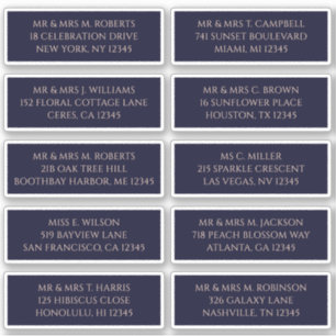 10 Individuele Gast Naam Adres Mystieke Marine Sticker