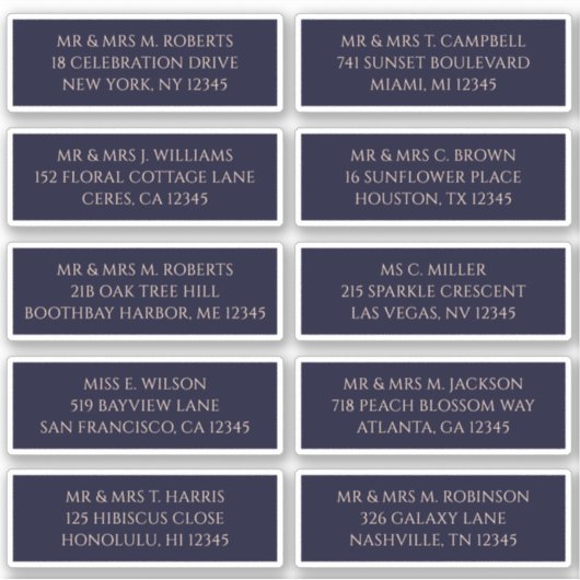 10 Individuele Gast Naam Adres Mystieke Marine Sticker (Voorkant)