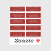 10 Individuele gast Naam Adres Rood Sticker (Vel)