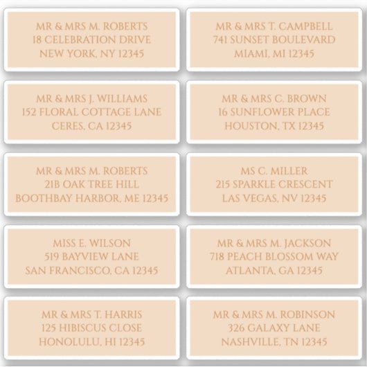 10 Individuele Naam van de gast Adres Champagne Go Sticker (Voorkant)