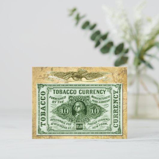 10 inhouding Tabak Valuta Briefkaart (Staand voorkant)