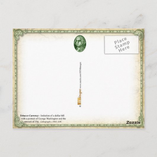 10 inhouding Tabak Valuta Briefkaart (Achterkant)