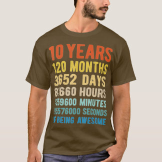 10 jaar 120 maanden Geweldige 10e verjaardag T-shirt