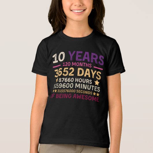 10 jaar 120 maanden Geweldige 10e verjaardag Tri-Blend Shirt (Voorkant)