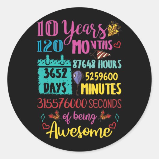 10 jaar 120 maanden Maandag Ronde Sticker (Voorkant)