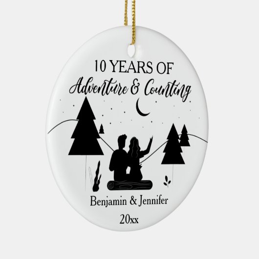 10 jaar avontuur en telling Aangepaste namen Keramisch Ornament (Rechts)