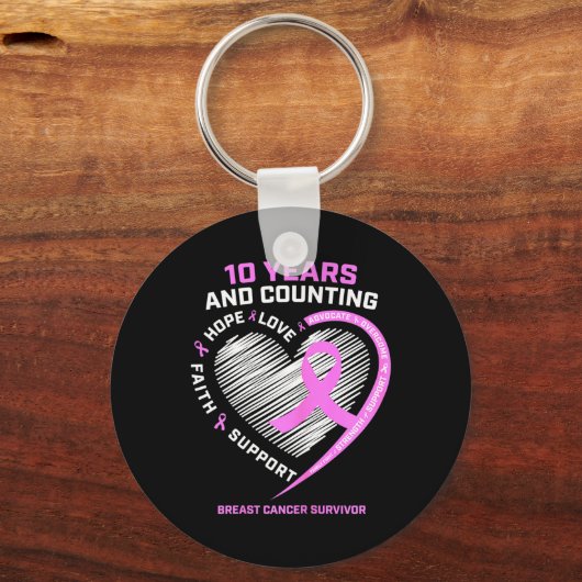 10 jaar borstkanker overlevende geschenken voor vr sleutelhanger (Voorkant)