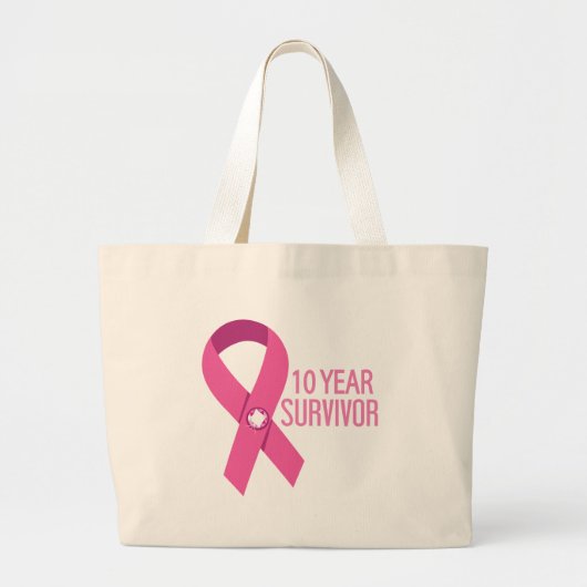 10 jaar borstkanker overlevingscadeau grote tote bag (Voorkant)