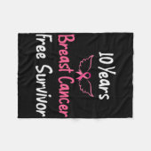 10 jaar Borstkankervrij roze borstkanker Sur Fleece Deken (Voorkant (Horizontaal))