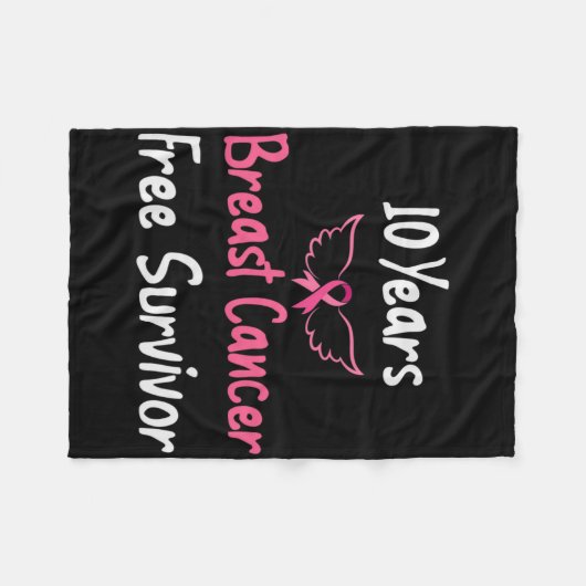 10 jaar Borstkankervrij roze borstkanker Sur Fleece Deken (Voorkant (Horizontaal))
