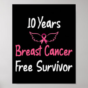 10 jaar Borstkankervrij roze borstkanker Sur Poster