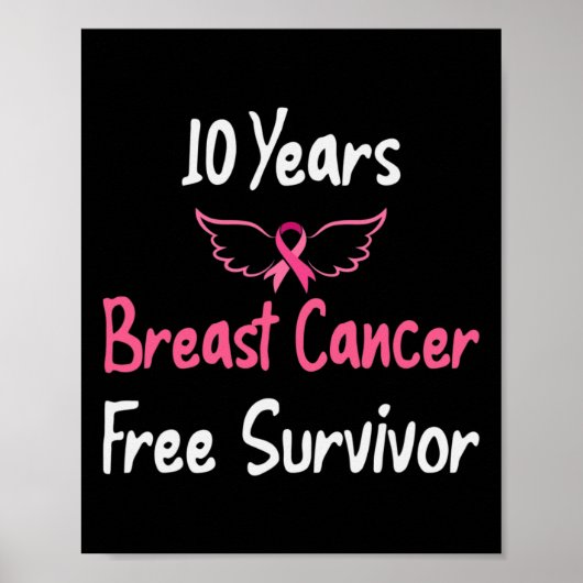 10 jaar Borstkankervrij roze borstkanker Sur Poster (Voorkant)