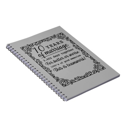 10 jaar bruiloft Jubileum Notitieboek (Rechterzijde)