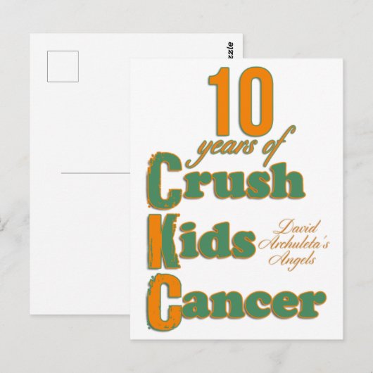 10 jaar Crush Kinder Kanker Briefkaart (Voorkant / Achterkant)