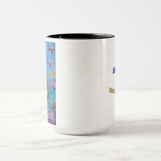 10 Jaar CUSTOM NAME AA Vlinders Bloemen Mok (Midden)