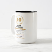 10 Jaar Dienstverband Werknemer Waardering – Op Ma Tweekleurige Koffiemok (Voorkant links)