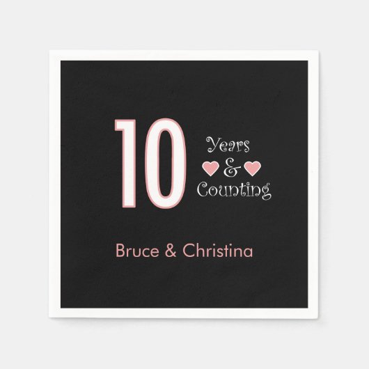 10 jaar en het tellen van jubileum personaliseren servet (Voorkant)