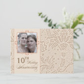 10 jaar foto huwelijksjubileum vintage kaart (Staand voorkant)