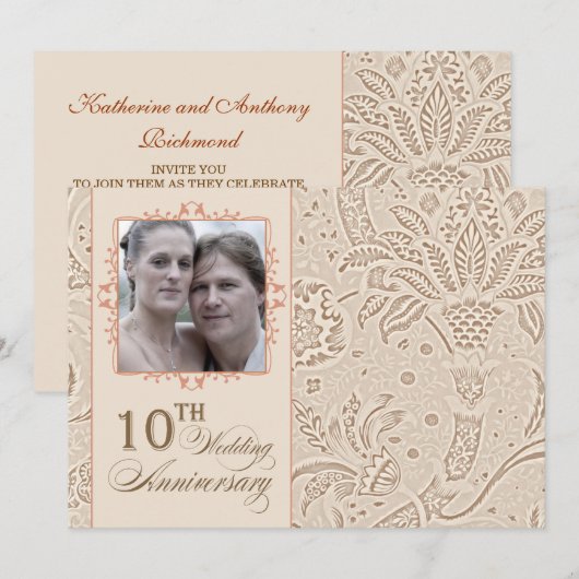 10 jaar foto huwelijksjubileum vintage kaart (Voorkant / Achterkant)