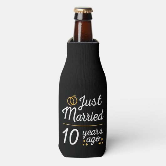 10 jaar geleden getrouwd flesjeskoeler (Fles Voorkant)