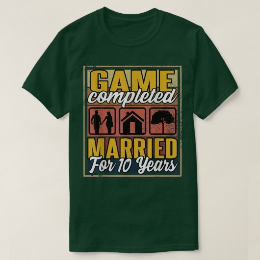 10 jaar getrouwd met 10e bruiloft t-shirt (Design voorkant)