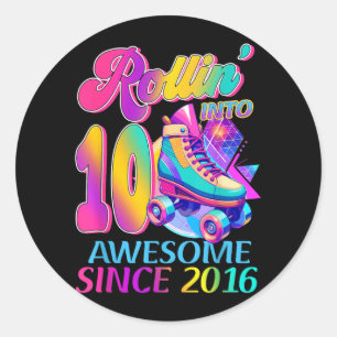 10 jaar geweldig sinds 2016 Hockey Thema Verjaarda Ronde Sticker