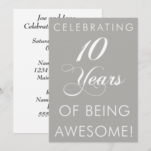 10 Jaar Geweldig Vieren Kaart (Voorkant / Achterkant)