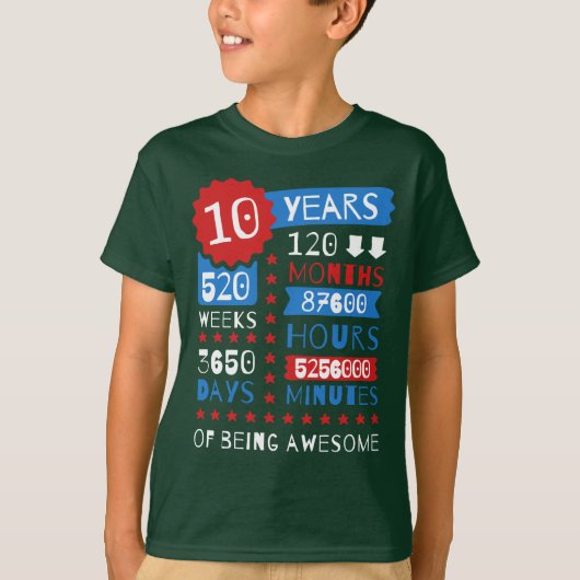 10 jaar Geweldige - 10e T-shirt op jaarbasis (Voorkant)