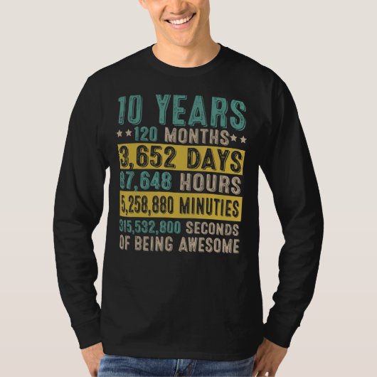 10 jaar  Geweldige 10e verjaardag Co. T-shirt (Voorkant)