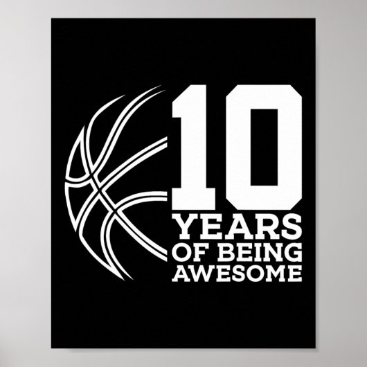10 JAAR GEWELDIGE BASKETBAL 10E VERJAARDAG POSTER (Voorkant)