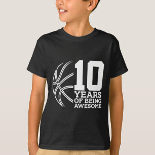10 JAAR GEWELDIGE BASKETBAL 10E VERJAARDAG T-SHIRT
