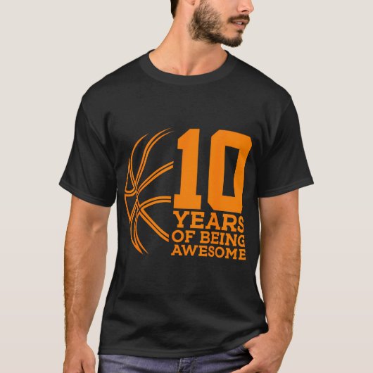 10 jaar Geweldige basketbal 10e verjaardag T-shirt (Voorkant)