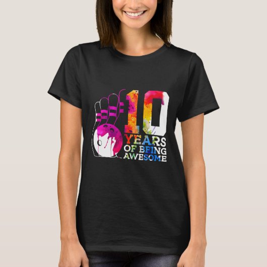 10 jaar Geweldige bowling 10e verjaardag T-shirt (Voorkant)