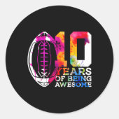 10 jaar Geweldige Football 10e verjaardag Ronde Sticker (Voorkant)