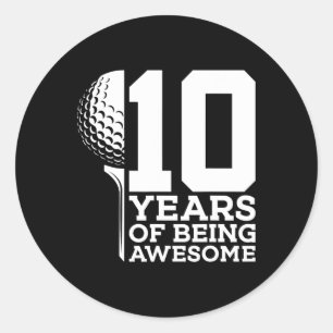 10 jaar Geweldige golfen 10e verjaardag 1 Ronde Sticker