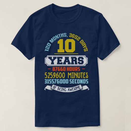 10 jaar Geweldige verjaardag T-shirt (Design voorkant)