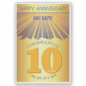 10 Jaar | Golden Ray 12 Stappen AANGEPASTE NAAM Sticker (Voorkant)