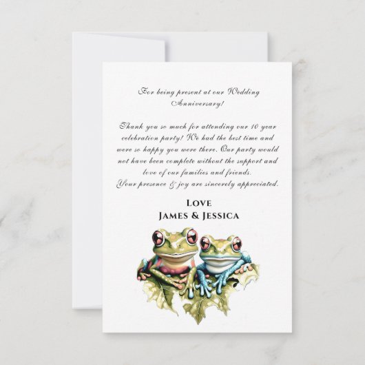 10 Jaar Huwelijk Jubileum Tuin Casual Partij Bedankkaart (Achterkant)