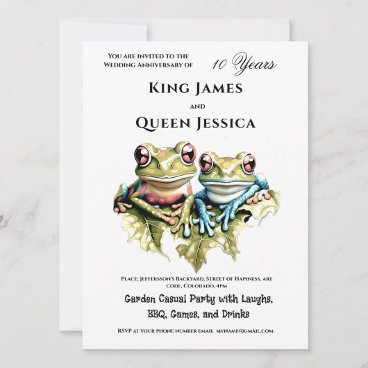 10 Jaar Huwelijk Jubileum Tuin Casual Partij Kaart (Voorkant)