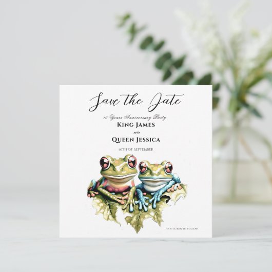 10 Jaar Huwelijk Jubileum Tuin Casual Partij Save The Date (Staand voorkant)