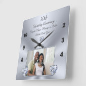 10 jaar huwelijkscadeau voor vrouw, diamant vierkante klok (Hoek)