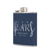 10 jaar Jubileum cadeau zilver blauw Heupfles (Links)