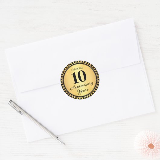 10 jaar Jubileum envelopzegel Ronde Sticker (Envelop)