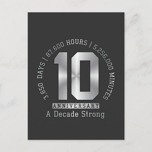 10 Jaar Jubileum Mijlpaal - Een Decennium Sterk Briefkaart (Voorkant)