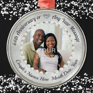10 jaar Jubileum Ornament, FOTO, Gepersonaliseerd Metalen Ornament