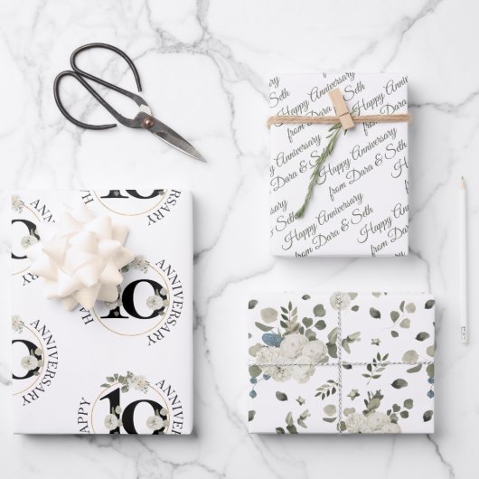 10 jaar Jubileum voor bruiloft - Aangepast Inpakpapier Vel (Voorkant)