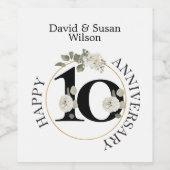 10 jaar JUBILEUM Wijn Etiket (Enkel label)